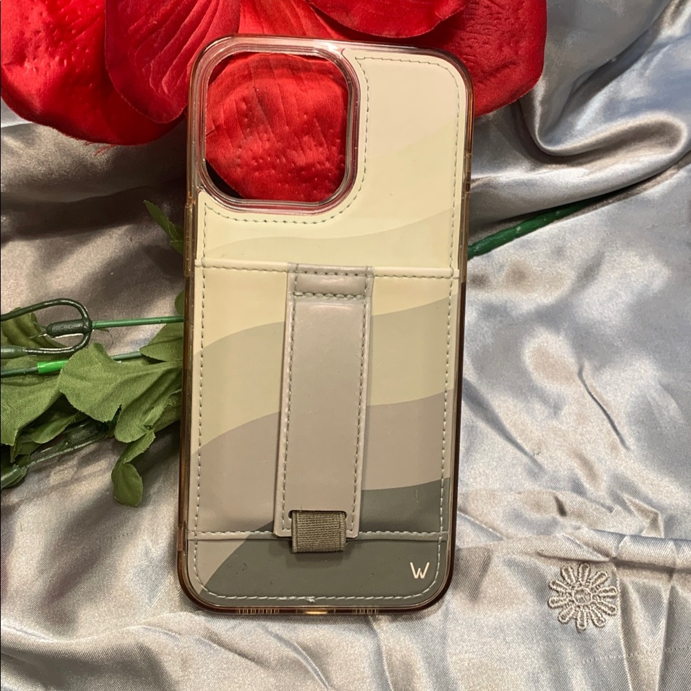🌹Walli • Gradient Gray & Cream Cardholder Phone Case • IPHONE 14 PRO MAX •